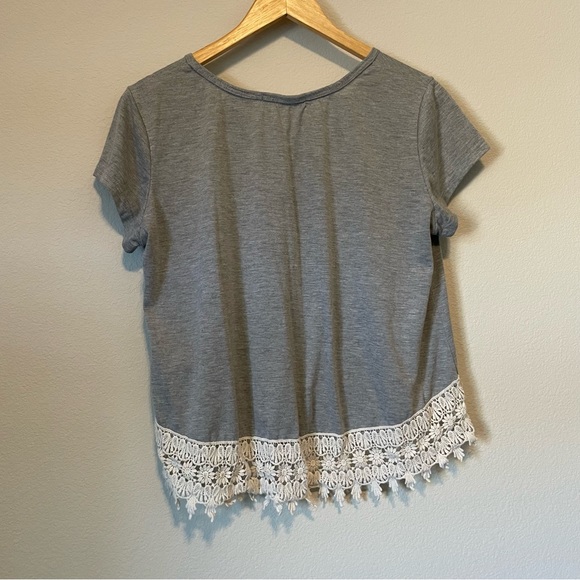 Rewind Gray Crop With Lace Hem - Picture 6 of 6
